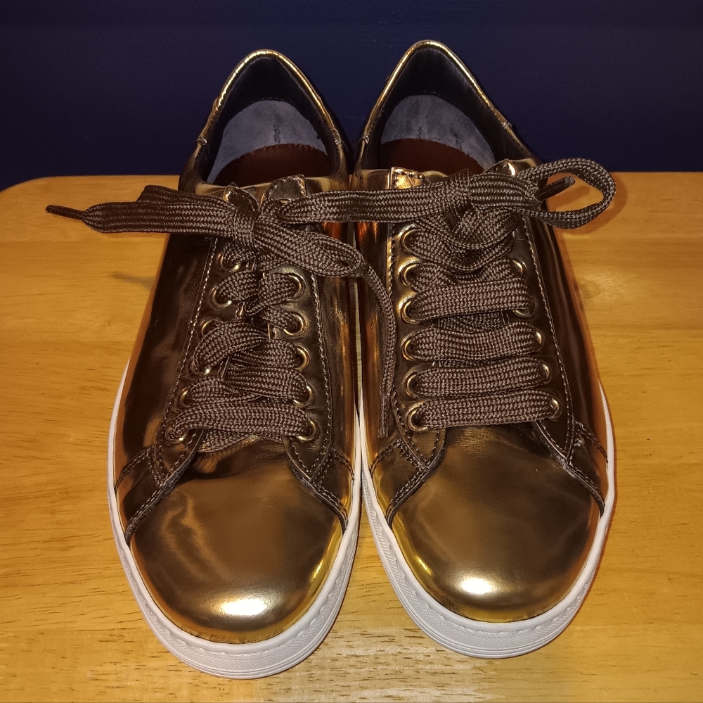 Tom Ford Gold Patent Leather Sneakers Size 36 1/2